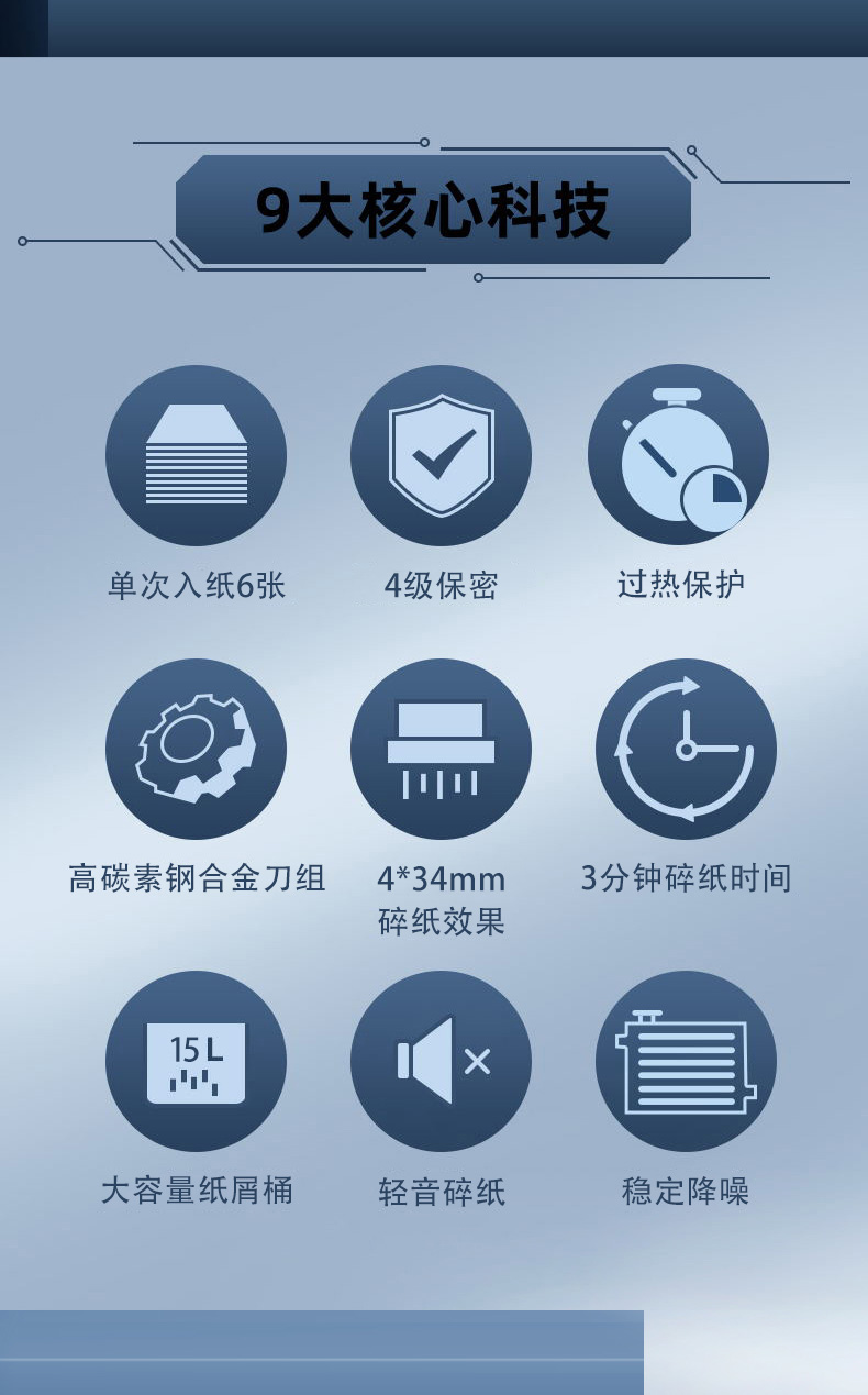 范罗士（Fellowes）碎纸机4级保密家用办公小型文件反向退纸碎纸机（单次6张 15L 可碎卡/订书钉）P30C