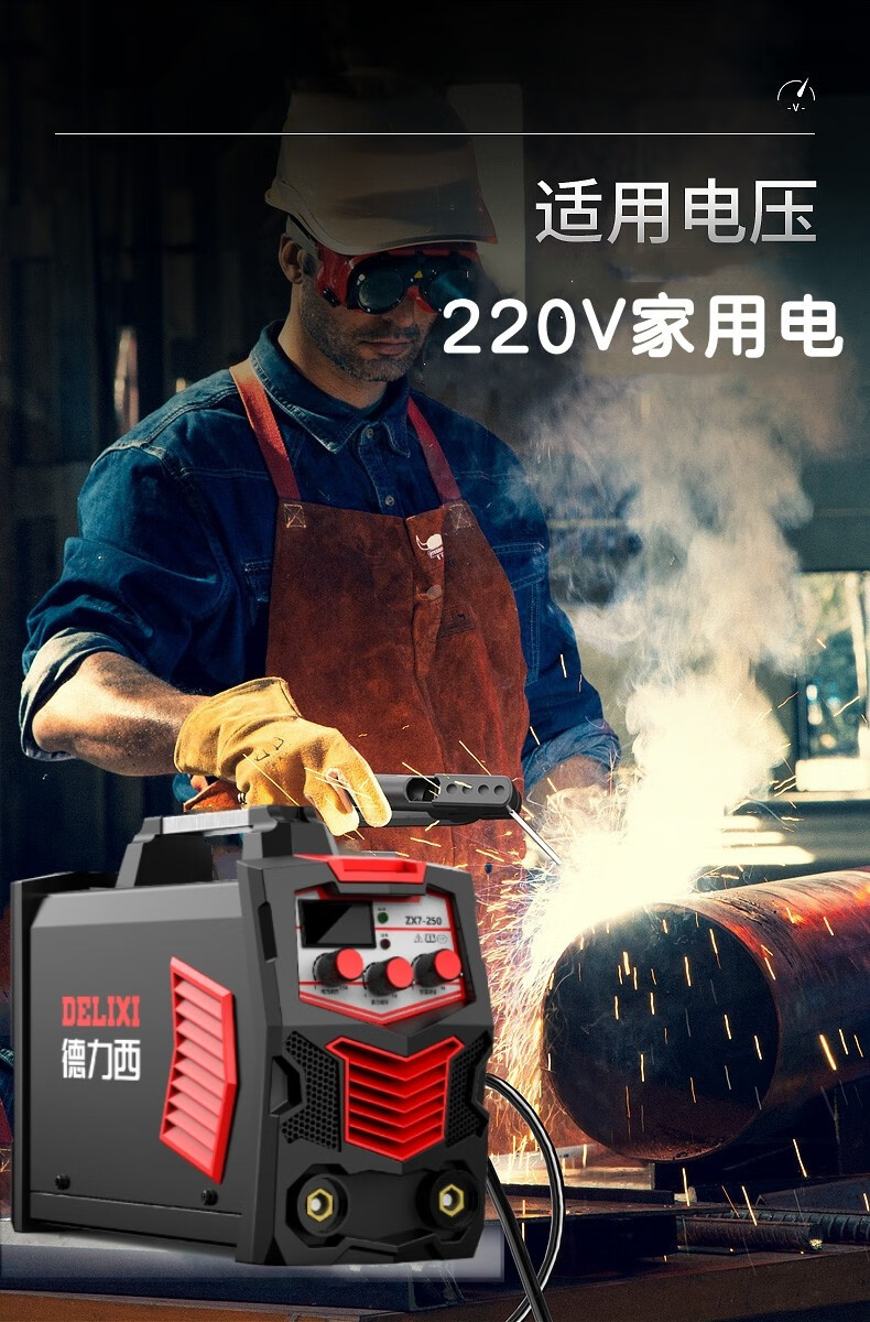 德力西 电焊机250家用小型单电压220v逆变直流两相电手工焊机 全套6米【250新款大功率】
